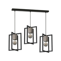 Lampa wisząca Industrialna sufitowa Ralph 3x E27 Czarna Metal + drewno Milagro