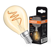 Żarówka LED Dekoracyjna P45 Kula E14 4.9W = 40W 470lm 2200K Ciepła CRI90 300° Bursztynowa Filament Ściemnialna Vintage 1906 Osram