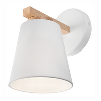 Lampa Ścienna Kinkiet ELLIE E27 Biały Drewniany KM-1.113 Lamkur