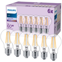 6x Żarówka LED E27 A60 7W = 60W 850lm 4000K Neutralna 300° FILAMENT EC Multipack Philips