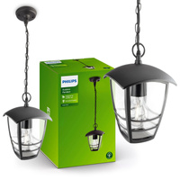 Lampa Wisząca Ogrodowa Zewnętrzna E27 LED Latarnia Czarna CREEK PHILIPS