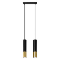 Lampa Sufitowa Oprawa Natynkowa SPOT TUBA 2x GU10 Wisząca Zwis Tubularna Czarna Złota Nowoczesna Loopez Sollux