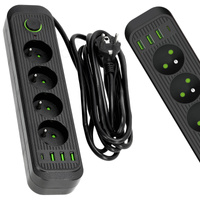 Przedłużacz CONNECTO 4x230V 3m 4GN Uziemienie Wyłącznik 4xUSB Czarny Kobi