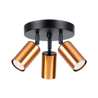 Lampa Sufitowa Oprawa Natynkowa SPOT TUBA Reflektor 3x GU10 Plafon Tubularna Czarna Miedź Nowoczesna Winx Sollux