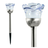 Lampa Ogrodowa LED Solarna RÓŻA Wbijana Zimna Biała + RGB IP44