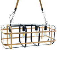 LAMPA Wisząca SUFITOWA KLATKA 4xE27 Czarno-złota GOLDLUX (Polux)