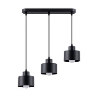 Lampa Sufitowa Wisząca Zwis 3x E27 Geometryczna Czarna Nowoczesna Savar Sollux