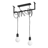 Lampa Sufitowa Wisząca Zwis 2x E27 Żyrandol Nieregularna Czarna Nowoczesna Salamanca Sollux