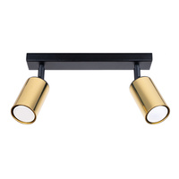 Lampa Sufitowa Oprawa Natynkowa SPOT TUBA Reflektor 2x GU10 Tubularna Czarna Złota Nowoczesna Winx Sollux