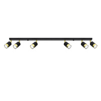 Lampa Sufitowa Oprawa Natynkowa SPOT TUBA Reflektor 6x GU10 Ruchoma Tubularna Czarna Złota Nowoczesna Nero Sollux