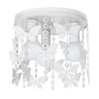 Lampa dziecięca sufitowa biała Żyrandol ANGELICA Motyle 3x E27 Metal i kryształki Milagro