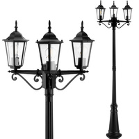 Lampa Ogrodowa parkowa stojąca Słupek Latarnia LIGURIA GOLDLUX (Polux) 3X E27 czarna 2,5m