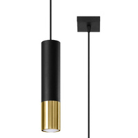 Lampa Sufitowa Oprawa Natynkowa SPOT TUBA GU10 Wisząca Zwis Tubularna Czarna Złota Nowoczesna Loopez Sollux