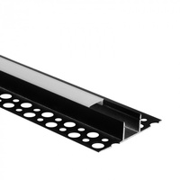 Profil Aluminiowy LED do Płyt GK Gipsowych REGIPS Podpłytkowy do Glazury Czarny 1m z Kloszem Mlecznym do Taśm LED + Zaślepki seria GN Ecolight
