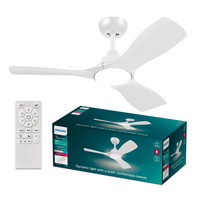 Wentylator Sufitowy 28W Lampa Sufitowa LED 24W 2650lm 3000/4300/6500K CCT Biała + Pilot Olas Philips