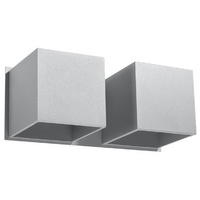 Lampa Ścienna Kinkiet 2x G9 Kwadratowa Szara Nowoczesna Quad Sollux