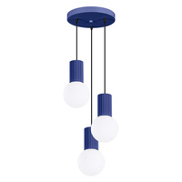 Lampa Sufitowa Wisząca Zwis 3x G9 Okrągła Granatowa Nowoczesna Matowa Halo Sollux