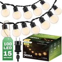 Girlanda Ogrodowa Zewnętrzna Łańcuch Świetlny 16m 100x LED 3000K NESSA LUMILED