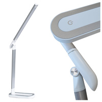 Lampka Biurkowa LED Stołowa 7W 400lm 4000K Neutralna 120° Biała Srebrna Ściemnialna Madera Sanico Goldlux