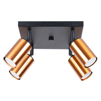 Lampa Sufitowa Oprawa Natynkowa SPOT TUBA Reflektor 4x GU10 Plafon Tubularna Czarna Miedź Nowoczesna Winx Sollux