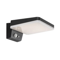 Lampa Ogrodowa Zewnętrzna Solarna Kinkiet Elewacyjny LED 4.4W 200lm 4000K Ściemnialna IP54 z Czujnikiem Ruchu i Zmierzchu Czarny Nowoczesny Lasset Rabalux
