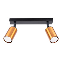 Lampa Sufitowa Oprawa Natynkowa SPOT TUBA Reflektor 2x GU10 Tubularna Czarna Miedź Nowoczesna Winx Sollux
