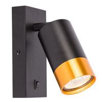 Lampa Ścienna Reflektor Kinkiet Spot do Czytania GU10 Czarny Złoty Klemens Masterled