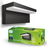 Kinkiet Ogrodowy Lampa Elewacyjna Zewnętrzna LED 9W 1000lm 4000K IP44 Antracyt Bustan Philips