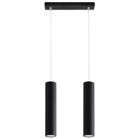 Lampa Sufitowa Wisząca Zwis 2x GU10 Tubularna Czarna Nowoczesna Lagos Sollux