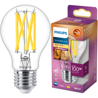 Żarówka LED E27 A60 10.5W = 100W 1521lm 2200-2700K Ciepła CRI90 FILAMENT Ściemnialna WarmGlow Philips