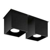 Lampa Sufitowa Oprawa Natynkowa 2x GU10 Kwadratowa Czarna Nowoczesna Quad Sollux
