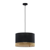 Lampa Sufitowa Wisząca PAGLIA BLACK Zwis Rattanowa Czarna Styl Boho E27 6543 TK Lighting