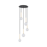 Lampa Sufitowa Wisząca 5x G9 Czarny Biały Klasyczna KARO 10303 Nowodvorski