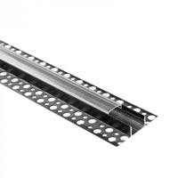 Profil Aluminiowy LED do Płyt GK Gipsowych REGIPS Szeroki Podpłytkowy do Glazury Czarny 2m z Kloszem Przezroczystym do Taśm LED + Zaślepki seria GNS Ecolight