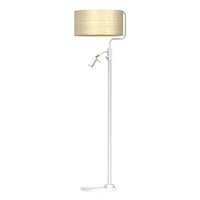 Lampa Podłogowa Stojąca MARSHALL Biała Rattanowa 1xE27 + 1x mini GU10 Milagro