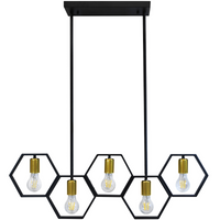 Lampa Sufitowa Wisząca Dekoracyjna 5x E27 Czarna Złota Honey Sanico Goldlux