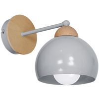 Kinkiet w stylu skandynawskim lampa ścienna MiLAGRO DAMA 1x E27 szara Drewno + metal