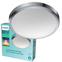 Lampa Sufitowa Plafon Łazienkowy LED 17W 1500lm 2700K IP44 Chrom Doris Bathroom Philips