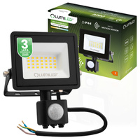 Naświetlacz LED ZUNA2 20W 1800lm 4000K IP44 Czarny Czujnik Ruchu LUMILED