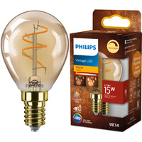 Żarówka LED E14 Kulka P45 2.7W = 15W 180lm 1800K Ciepła CRI90 300° FILAMENT Vintage Bursztynowa Ściemnialna Decorative Philips