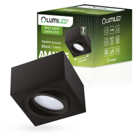 Oprawa Natynkowa HALOGENOWA Spot Tuba Ruchoma Kwadratowa Czarna 50mm AMAT-S LUMILED