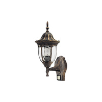 Lampa Ogrodowa Zewnętrzna Kinkiet Elewacyjny LED E27 IP43 z Czujnikiem Ruchu i Zmierzchu Złoty Klasyczny Milano Rabalux