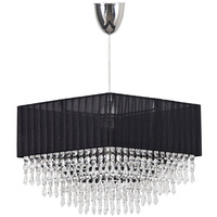 Lampa Sufitowa MODENA 4014 Nowodvorski Czarna E27 Wisząca Kryształki Szer.31 cm Glamour