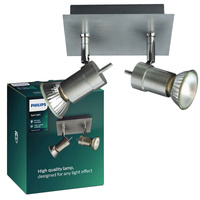 Lampa Sufitowa Reflektor Natynkowa 2x GU10 Aluminium Titan Philips