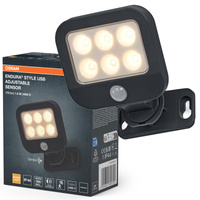 Kinkiet Ogrodowy Lampa Elewacyjna Zewnętrzna LED z Czujnikiem Ruchu i Zmierzchu 1.8W 140lm 3000K Ciepła Szary IP44 Endura Osram