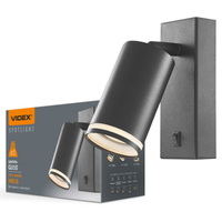 Lampa Ścienna Kinkiet 1x GU10 Czarna KENT Videx