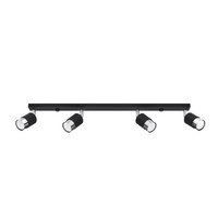 Lampa Sufitowa Oprawa Natynkowa SPOT TUBA Reflektor 4x GU10 Ruchoma Tubularna Czarna Chrom Nowoczesna Nero Sollux