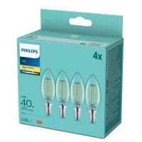 4x Żarówka LED E14 Świeczka B35 4.3W = 40W 470lm 2700K Ciepła 300° FILAMENT Essential Philips