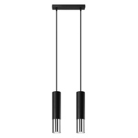 Lampa Sufitowa Oprawa Natynkowa SPOT TUBA 2x GU10 Wisząca Zwis Tubularna Czarna Chrom Nowoczesna Loopez Sollux