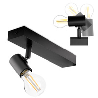 Lampa Ścienna Reflektor LED Sufitowa Ruchoma Kinkiet Spot E27 GLASA Czarna Lumiled